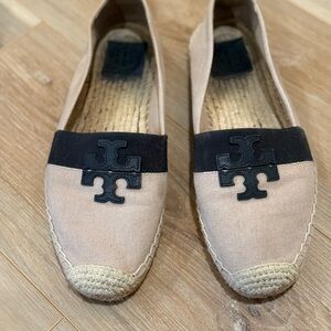 Tory Burch Tan and Black Espadrilles